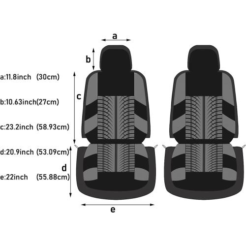 AUTOYOUTH Black Seat Covers 3D Tyre Embossed Breathable Bucket Covers, Airbag Compatible, Quick Setup Universal Fit for Sedan, SUV, Truck, Van