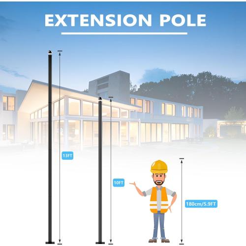 Street Light Pole 13Ft Tall, Solar Split Street Lamp Post for Outdoor Light Galvanized Heavy-Duty Metal Light Pole with Mounting Steel Anchors for Patio, Street Basketball Courts