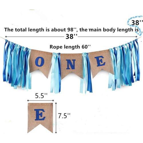 SS Cohen 1st birthday decorations,Baby Boy's first Birthday Banner,Burlap Highchair Banner for 1st baby birthday banner decorations