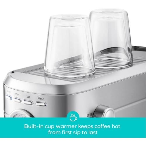 CASABREWS CM5418 Espresso Machine 20 Bar, Compact Espresso Maker with Steam Milk Frother, Stainless Steel Coffee Machine with 34oz Removable Water Tank for Cappuccino, Latte, Silver