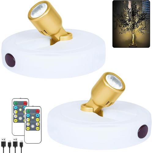 Set of 2 LED Spotlight, Rechargeable Battery Picture Lights, Uplighting Indoor with Remote, Stick Spot Lights for Wall Display Dartboard Painting Artwork Accent-2pcs
