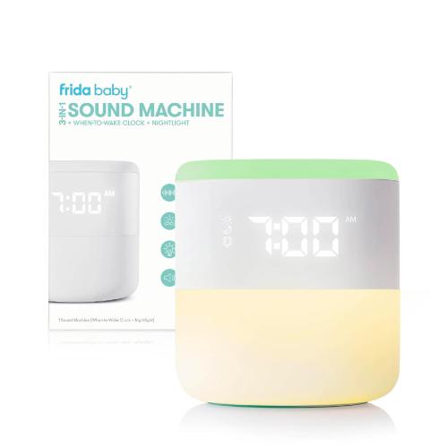 Frida Baby 3-in-1 Alarm Clock   Sound Machine   Nightlight | Wake Up Light Sunrise Alarm Clock, White Noise Soother, Sleep Trainer, Nursery   Toddler   Kids Bedroom (Bluetooth)