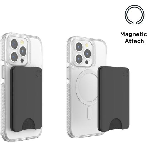 PopSockets Minimalist Slim Phone Wallet, Phone Card Holder, Wireless Charging Compatible, Wallet Without Grip Compatible with MagSafe - Black