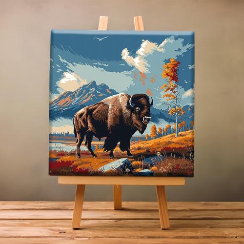 Natuyalo Paint by Numbers Kit for Adults with Frame, Highland Cattle Framed Paint by Numbers for Adults Beginner, Animal Plateau Cattle DIY Acrylic Painting Kit 12x12 Inch