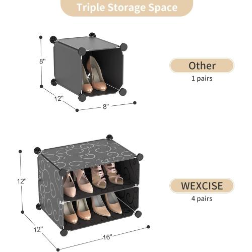 Portable Shoe Rack Organizer with Door, 96 Pairs Shoe Storage Cabinet Easy Assembly, Plastic Adjustable Shoe Storage Organizer Stackable Detachable Free Standing DIY Expandable 12 Tier Black