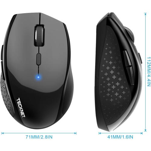 TECKNET Bluetooth Mouse, 4800 DPI Wireless Mouse, 2-Year Battery 6 Adjustable DPI, 6 Buttons Compatible with Laptop/Windows/Computer - Black