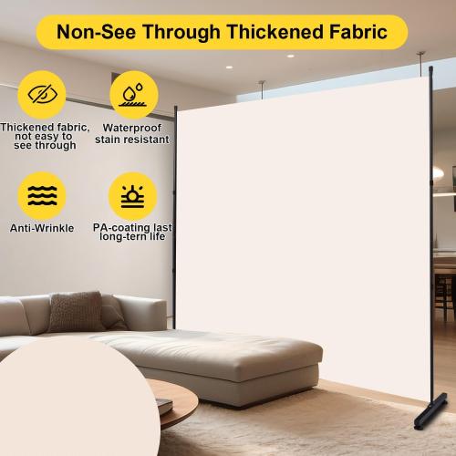 Room Divider 6FT Single Panel Privacy Screen, 71'' Wide Fabric Indoor Room Divider Wall Divider for Room Separation, Portable Room Partitions and Dividers Freestanding Temporary Wall Room Separators