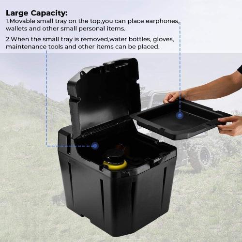 KEMIMOTO UTV Under Seat Storage Box, 37L/9.78Gal Waterproof (Fit Door) Lockable Compatible with Polaris Ranger XP 1000/Crew 2018-2025 2026 Replace #2882910 Lock Not Included