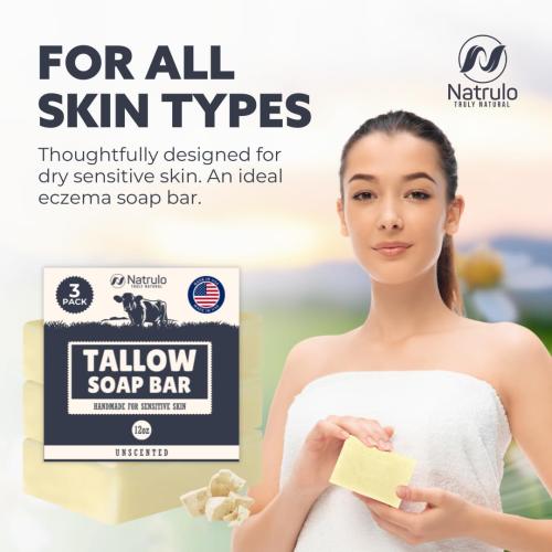 Beef Tallow Soap Bar – Grass Fed Tallow Soap, Bar Soap for Dry, Itchy Skin