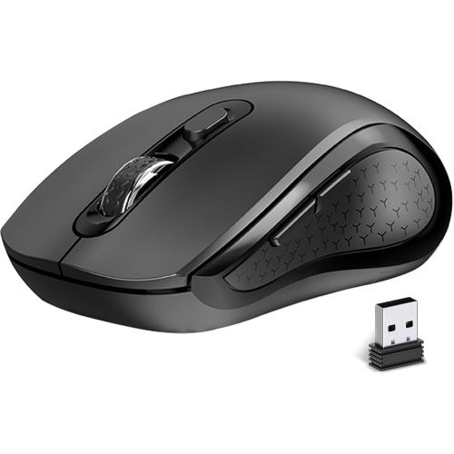 Wireless Mouse Ergonomic, Side Buttons Mouse, 2400 DPI, Silent and Anti Slip Roller Cordless Mice, 2.4Ghz with USB Receiver, 6 Buttons, Suitable for Laptop PC Chromebook and Windows 11/10/7 - Black