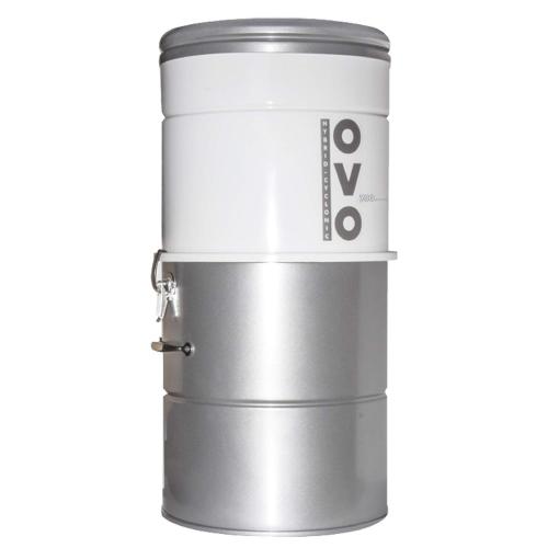 OVO, Large and Powerful Central Vacuum System, 700 AW Hybrid Filtration (with or Without Disposable Bags), Covers up to 7500 sq.ft, 6,6 Gal / 25L Bottom Load Rolled Steel Canister.