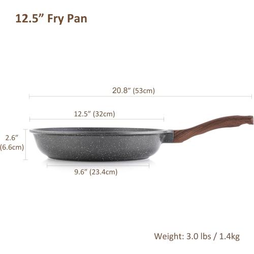 SENSARTE 12.5 Inch Nonstick Frying Pan Skillet, Swiss Granite Coating Omelette Pan, Healthy Stone Cookware, PFOA Free