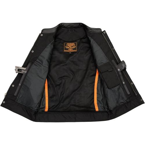 Milwaukee Leather LKM3710 Men's Black Club Style Leather Vest with Open Neck