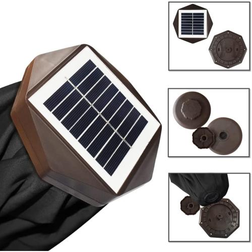 Color Black EliteShade USA 10-Year-Non-Fading Solar 9ft Market Umbrella with 80 LED Lights Patio Umbrellas Outdoor Table Umbrella with Ventilation, Black
