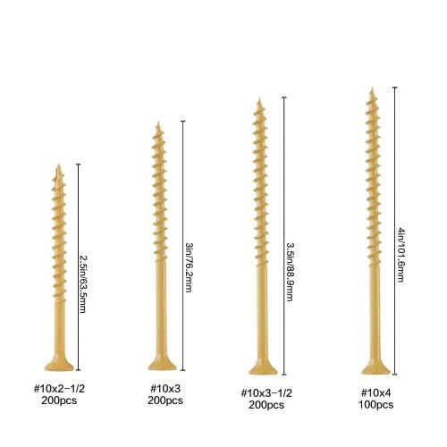 100-200 Heavy-Duty Deck Screws# 10x2-1/2# 10x3, 10x3-1/2# 10x4. Carbon Steel, Epoxy Coating, Rust Proof, Partially Threaded(10x2.5-200PCS)