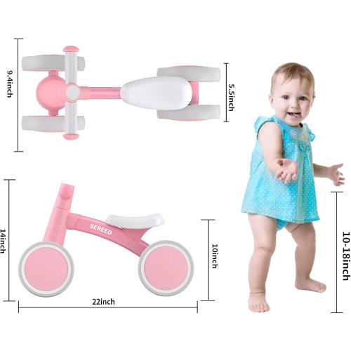 SEREED Baby Balance Bike for 1 Year Old Boys Girls 12-24 Month Toddler Balance Bike, 4 Wheels Toddler First Bike, First Birthday Gifts