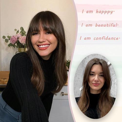 Color dirty blond Hair Toppers for Women, 20 Inch Long Curly Wavy Hair Topper 360° 3D French Clip in Bangs (Straight 18 inch)