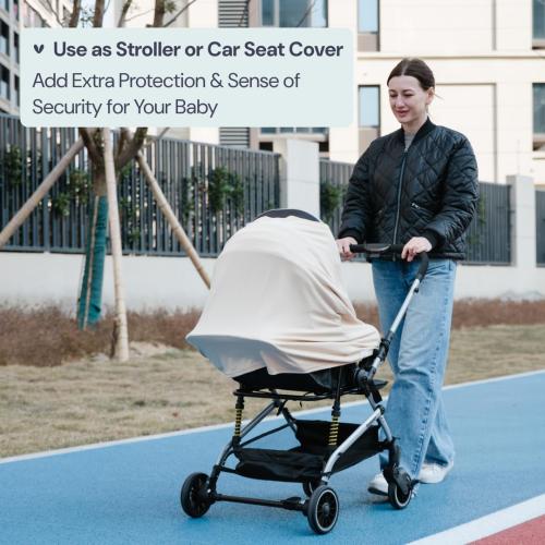 BabbleRoo Nursing Cover for Breastfeeding –95% Viscose Muslin, 5% Spandex, Soft & Breathable Baby Essentials | Newborn Essentials Breastfeeding Covers for Nursing, Multi-Use for Car Seat & High Chair