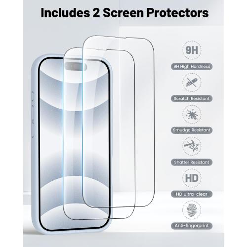 OTOFLY Compatible with iPhone 16 Case, Compatible with MagSafe, Shockproof Magnetic Silicone Case for iPhone 16,[Military Grade Protection] [2 Pack Screen Protectors], Baby Blue
