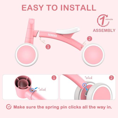 SEREED Baby Balance Bike for 1 Year Old Boys Girls 12-24 Month Toddler Balance Bike, 4 Wheels Toddler First Bike, First Birthday Gifts