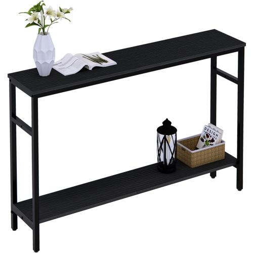 Timberer Narrow Console Table, 47 Inch Sofa Table with Adjustable Shelf, 2-Tier Long Skinny Table for Hallway, Entryway, Living Room, Foyer, Black ‼️small scratches‼️
