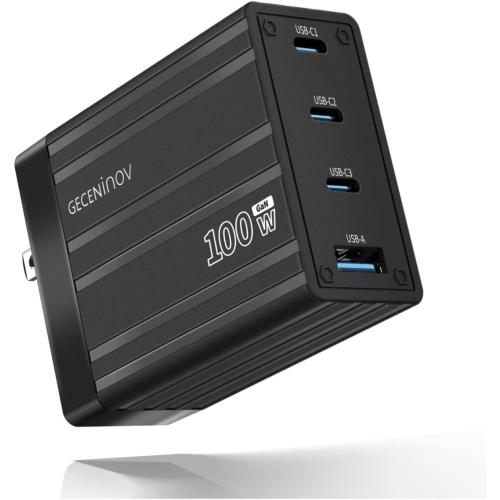 Black 100W USB C Charger Block,4 Ports,Type C GaN Fast Block,Foldable Travel Plug Power Adapter for iPhone iPad Samsung Laptop,Tablets MacBook Pro Charger Replace for 65W 45W