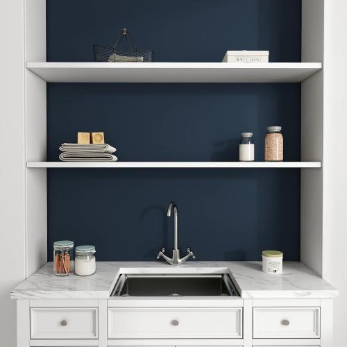 VaryPaper Navy Blue Vinyl Wallpaper, 32''x354'', Self-Adhesive, Waterproof, Removable, for Bathroom, Bedroom, Kitchen, etc.