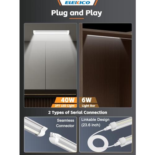 Led Shop Light, Super Bright 40W 5600lm 5000k Shop Light are 5 Times Brighter Than Cabinet Lights, Linkable 2ft Led Lights Fixture for Cabinet Garage Workbench 2-Pack