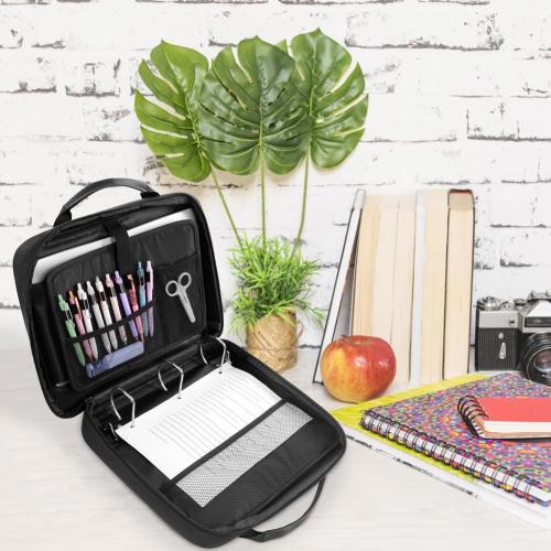 SKYDUE Zipper Binder 3 Inch D-Ring School Binder, Oxford Fabric School Organizer Holds 700  Sheets, Fits 13.3 Laptop, Water-Resistant, Handle & Shoulder Strap, 14x13 – School Supplies, Black