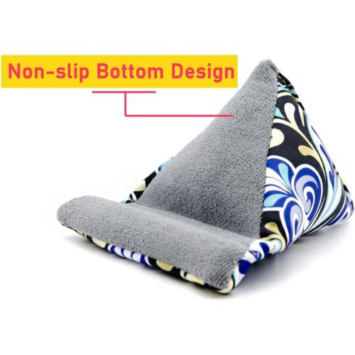 Blue Phone Holder for Desk, Phone Pillow Stand for iPhone 13 14 Handmade Fabric Phone Stands Bean Bag Phone Holder (Bohemia Pattern)