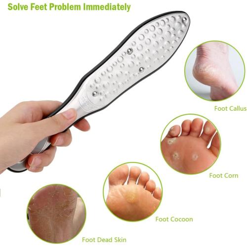 BEZOX Professional Foot File Callus Remover, Double Sided Pedicure Rasp for Cracked Heel and Dead Foot Skin - Heavy Duty Surgical Grade Stainless Steel - W/Cloth Storage Bag & Gift Box