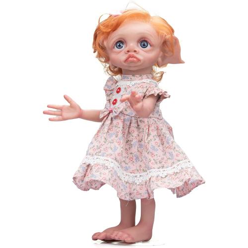 Pinky Reborn Elf Dolls 17 inch 45 cm Reborn Elf Doll Silicone Body Realistic Baby Silicone Full Body Reborn Baby Elf Avatar Real Life Anatomically Correct Babies Dolls (Pink)