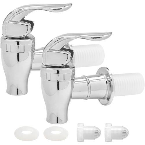 2 Pack Replacement Spigot for Beverage Dispenser - BPA Free Cooler Faucet with Filter Function - Push Style Spigot Tap - Silver