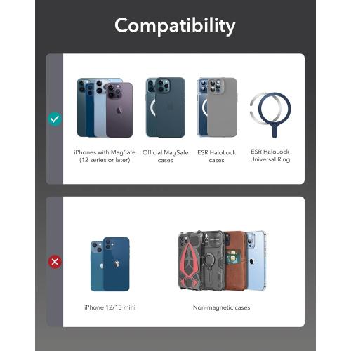 ESR for MagSafe Wallet, 3-Card Holder, Magnetic Wallet for iPhone,Vegan Leather, Secure-Grip Finger Loop, for iPhone 17/16/15/14/13/12 Series, Not for 13/12 Mini, Black