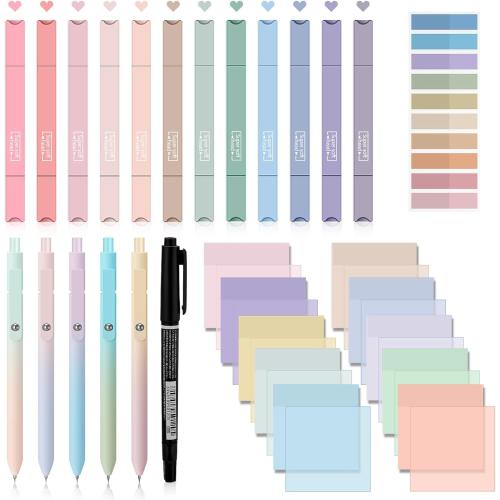 Jutom 38 Pcs Bible Journaling Study Kit for Women, Book Annotation Supplies with Highlighters Pens, Tabs, Sticky Notes, Markers for Christian Office Bible Study Supplies(Delicate Color,Square)