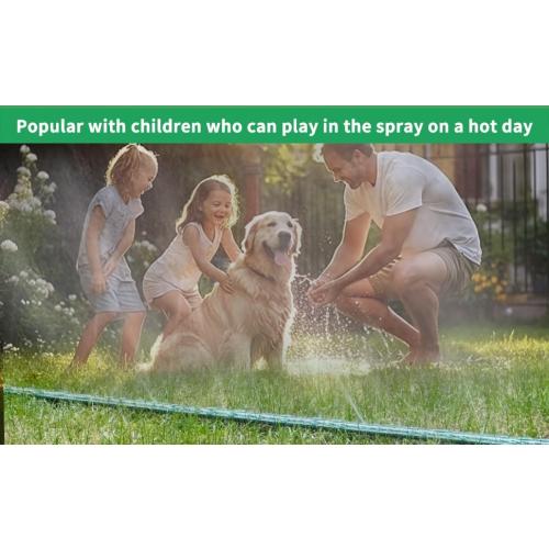 Watoo 2025 Sprinkler Hose & Soaker Hose for Yard - 50 FT Reinforced Flat Garden Hose with Holes, Heavy Duty No-Kink Lawn Irrigation Hose (Includes Stakes, High Pressure Spray)