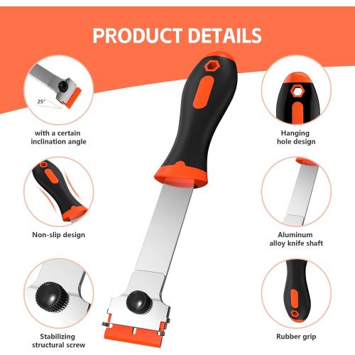 Ywmoml 3 Pack Razor Blade Scraper Set, Includes 30 Plastic & 30 Metal Blades, Multi-Purpose Tool for Glass, Cooktop, Sticker Removal, Paint & Gum Cleaning (Orange)