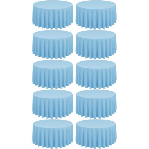 Light Blue Round Polyester Tablecloths