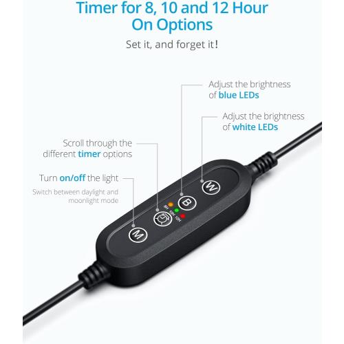 NICREW ClassicLED Gen 2 Aquarium Light, 40 Watts, Dimmable LED Fish Tank Light with 2-Channel Control, White and Blue LEDs, Size 48 to 60 Inch