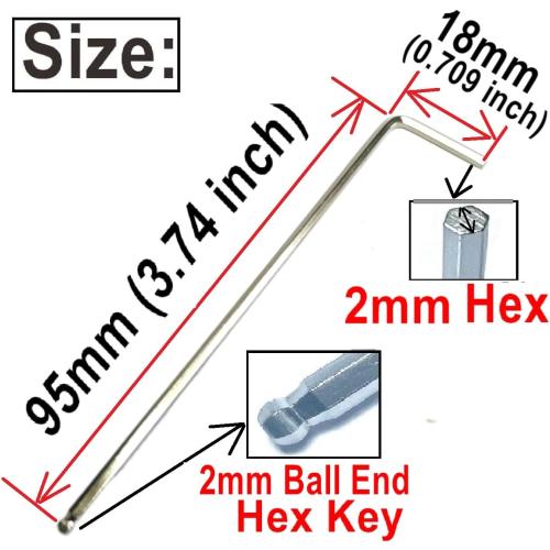 10pcs 2mm Ball End Allen Wrench sets,2mm Hex Key Wrench set,2mm ball end Hex Driver allen key Door Key L Shaped hex wrench set with Long Arm 95mm lengh.2mm ball end hex wrench