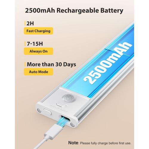 LED Under Cabinet Lighting, Battery Operated Motion Sensor Light Indoor Wireless, 3 Color Temps, USB Rechargeable Closet Light, Dimmable Under Counter Lights for Kitchen Stairs Closet Pantry, 2 Pack