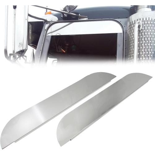 Pair 5 Chopped Window Trim Stainless Steel Compatible with 2005  Peterbilt Cab 379 386 389 Truck, Driver and Passenger Side
