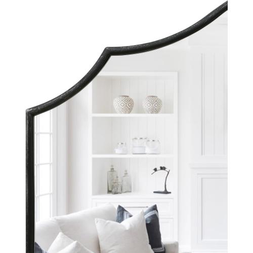 Besdomus Scalloped Arched Mirror for Mantel: 35x26 Black Modern Wooden Wall Mirror - Minimalist Decorative Dresser for Vanity/Bathroom/Bedroom/Fireplace/Living Room/Entryway - Stylish Home Decor
