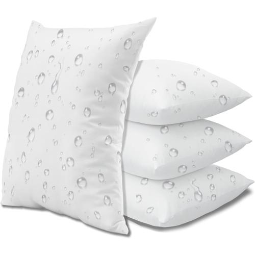 Outdoor Pilllows Waterproof 12x20 Pillow Insert Set of 4, Water-Resistant Retangular Throw Pillow Inserts for Patio, Garden, Porch, Lumbar Supportive Outdoor Furniture Decor