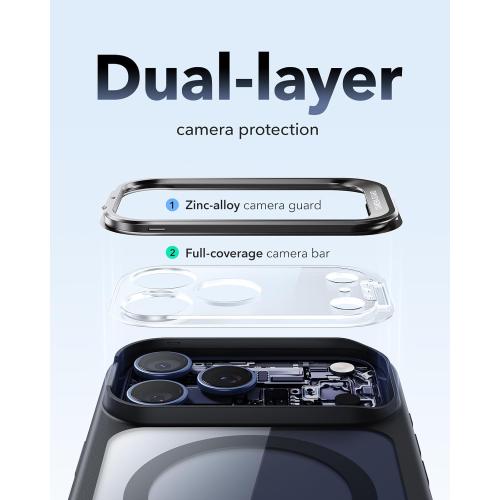 ESR for iPhone 17 Pro Max Case with Stash Stand, Camera Control Cover Compatible with MagSafe, Military-Grade Drop Protection Magnetic Phone Case, Scratch-Resistant Back Cover,Clear Black