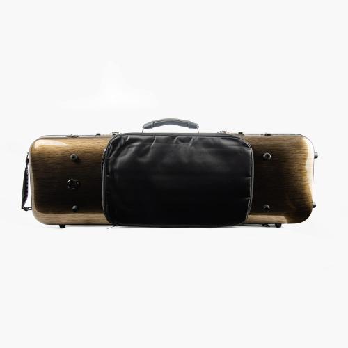 CARBON FIBER 4/4 Full Size Violin Case - High-Strength Carbon Fiber Rectangular Music Bag With Combination Lock and Extra Bag - Golden Hard Case (VB-Square-Golden Spot)