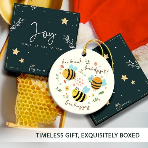 Bee Christmas Ornament 2025 - Cute Bee Gifts for Women Men Boys Girls, Bees Lover Gifts for Friends Neighbors, Ceramic Christmas Ornaments for Tree Decor - Holiday Keepsake & Xmas Gift Exchange Idea