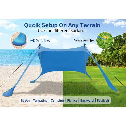 YENGIAM Beach Canopy Beach Tent Pop Up Shade 7.5X7.5 FT Portable Sun Shelter Extra Windproof Rope Stable Sun Protection with Carry Bag Easy Set Up for Family Outdoor Camping Fishing Backyard Picnics