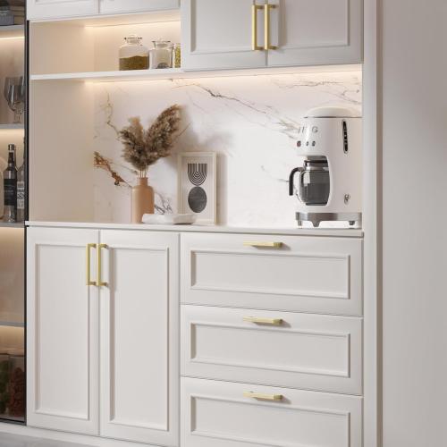 Goldenwarm 25 Pack Gold Kitchen Cabinet Handles - 5 Inch Brass Gold Drawer Pulls - LSJ12GD128 Brushed Brass Cabinet Pulls for Cabinets