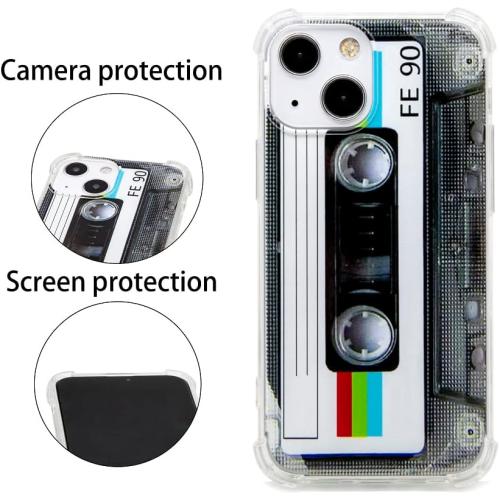FAteamll Case for iPhone 13 Mini Matte Finish Heavy Duty Soft Back Cover with Reinforced Corners TPU Soft Bumper Retro Cassette Tape Case Compatible with iPhone 13 Mini